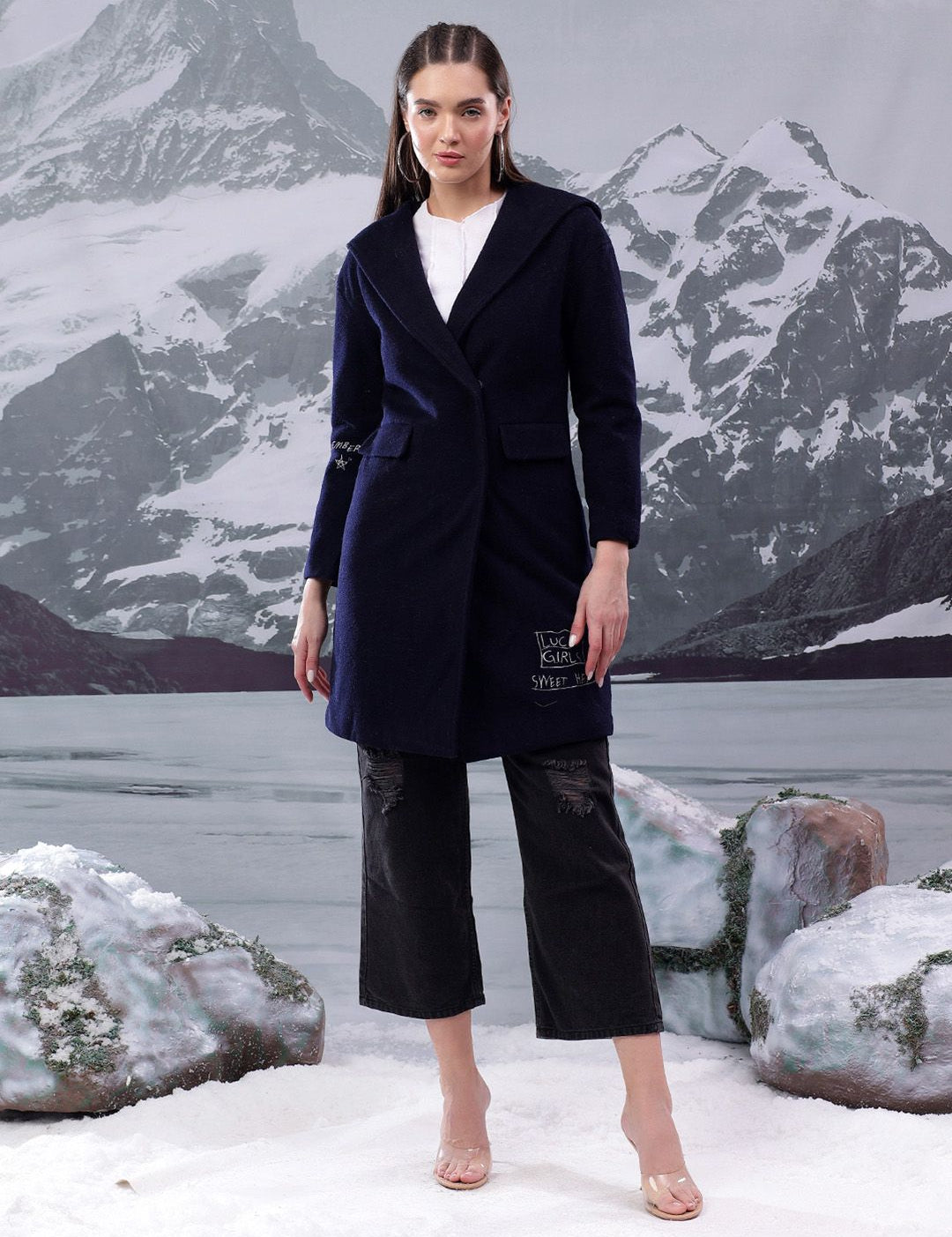 Kotty Women Shawl Collar Hooded Overcoat