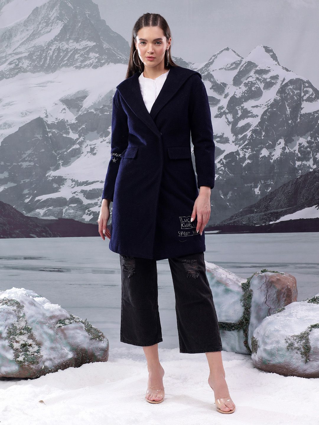 Kotty Women Shawl Collar Hooded Overcoat