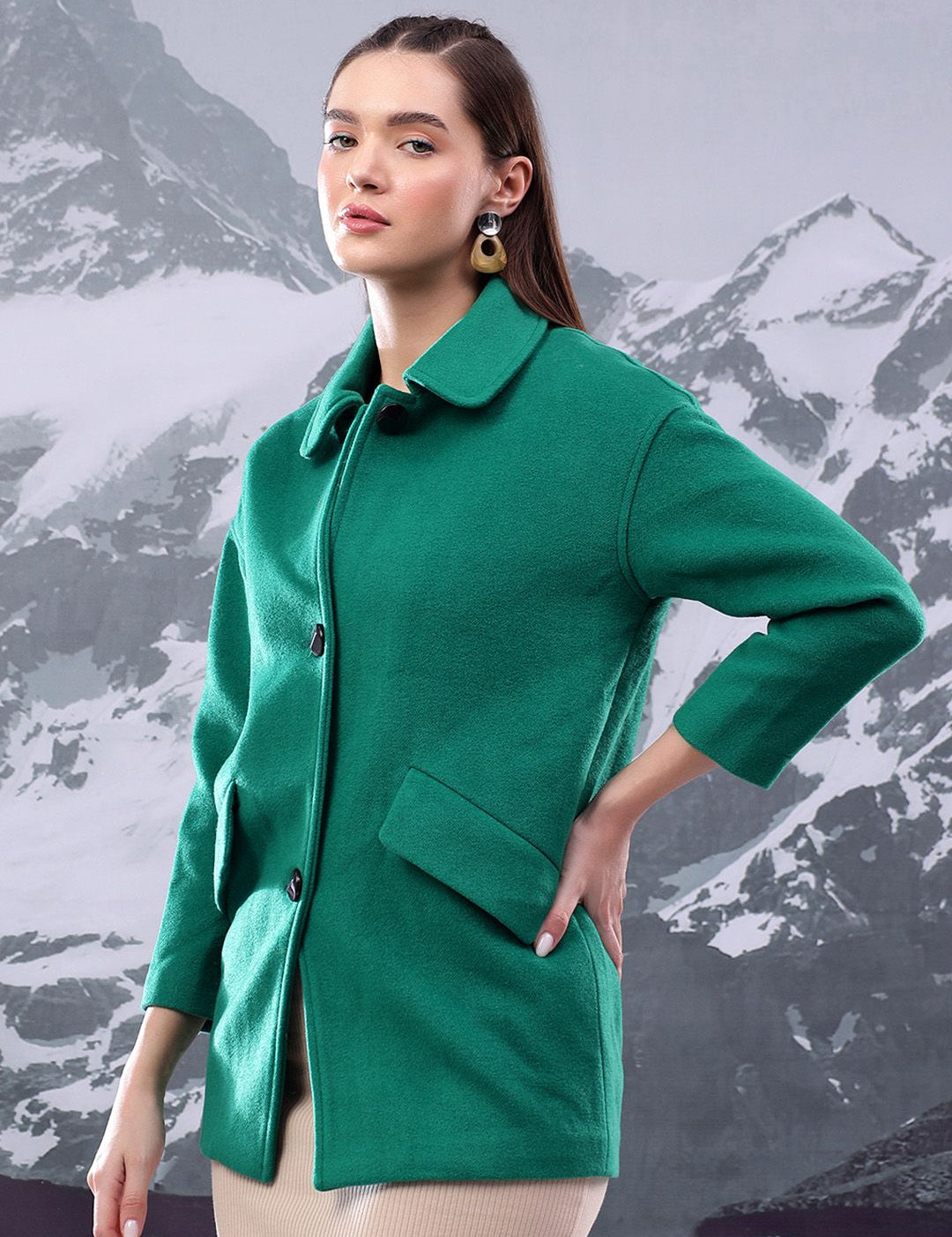 Kotty Women Spread Collar Single-Breasted Overcoat