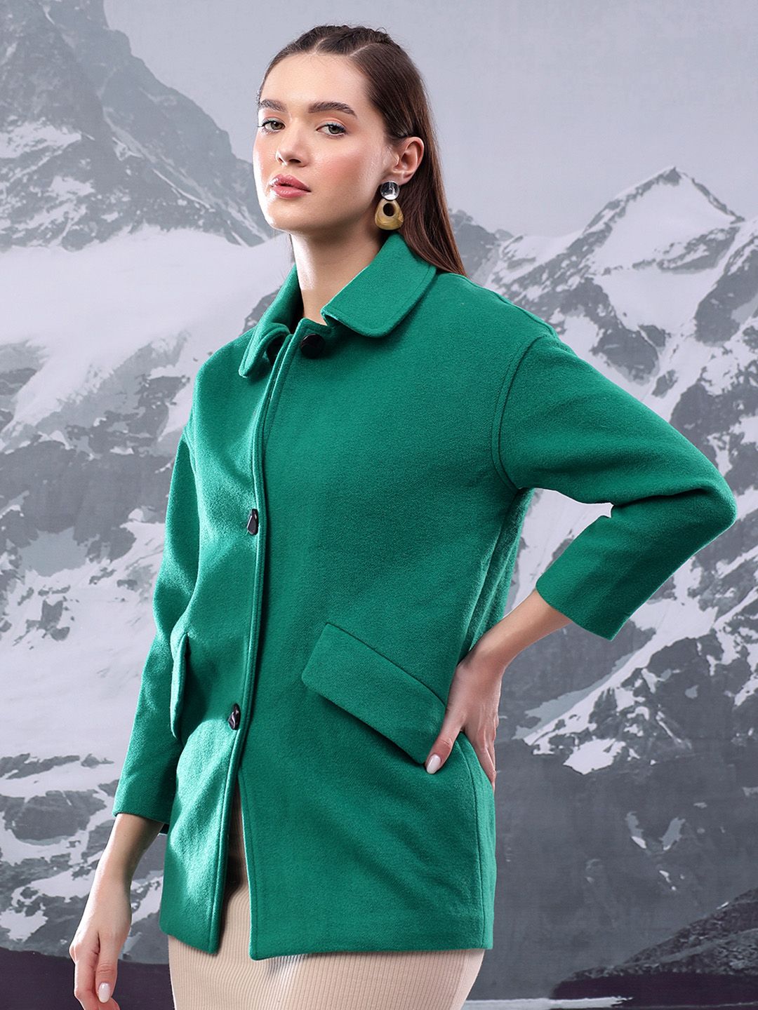 Kotty Women Spread Collar Single-Breasted Overcoat