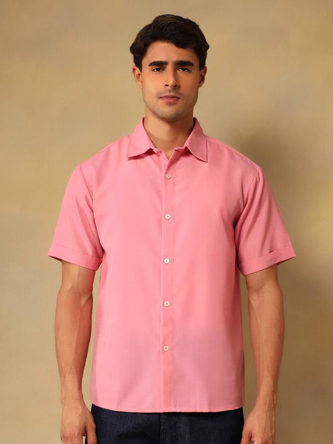 Kotty Comfort Fit Linen Spread Collar Casual Shirt