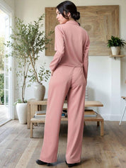 Kotty Lapel Collar Long Sleeves Coat With Trouser 