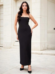 Kotty Women Solid Shoulder Straps Maxi Dress