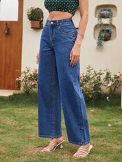 Kotty Women Straight Fit High-Rise Cotton Clean Look Jeans