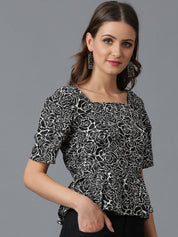 Kotty Women Abstract Printed Peplum Top