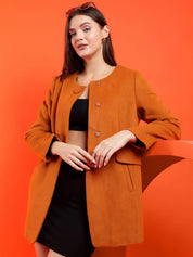 Kotty Band Collar Long Sleeves Overcoat