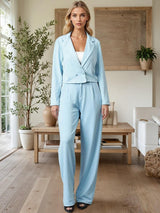 Kotty Lapel Collar Long Sleeves Coat With Trouser
