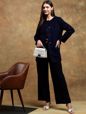 Kotty Women Solid Mandarin Collar Overcoat