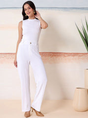 Kotty Relaxed-Fit Round Neck Crop-Top With Trousers Co-Ords

