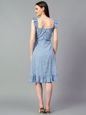 Kotty Printed Crepe Fit & Flare Midi Dress