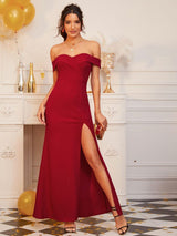 Kotty Solid Off-Shoulder Maxi Dress