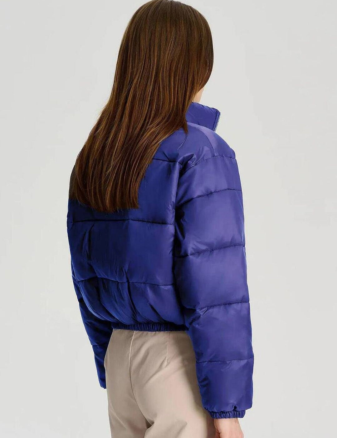 Kotty Women Stand Collar Solid Lightweight Puffer Jacket