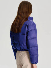 Kotty Women Stand Collar Solid Lightweight Puffer Jacket