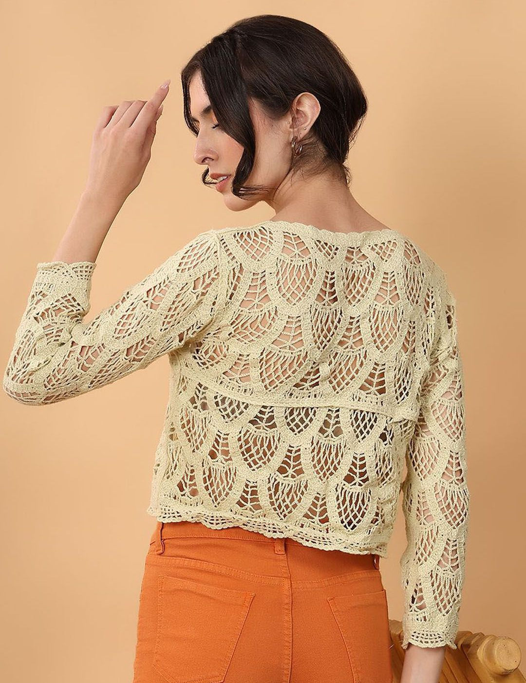 Kotty Self Design Crochet Cotton Top