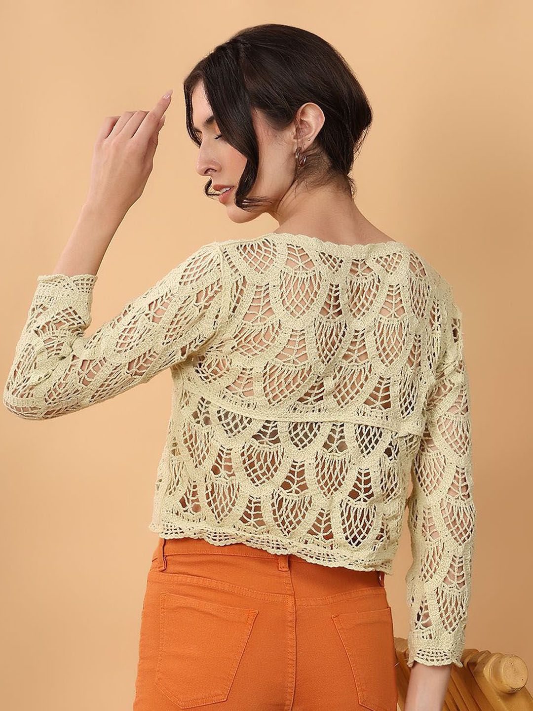 Kotty Self Design Crochet Cotton Top