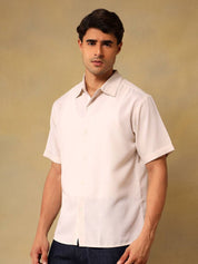 Kotty Men Comfort Fit Solid Spread Collar Linen Casual Shirt