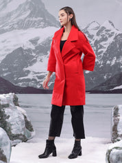 Kotty Women Cotton Notched Lapel Single-Breasted Overcoat