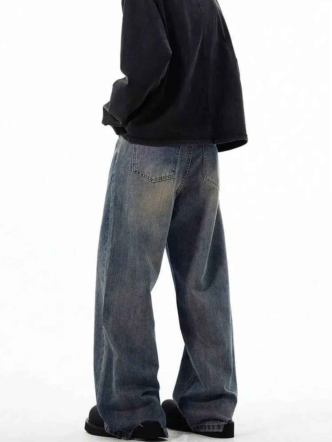 Kotty Men Wide Leg Low Rise Light Fade Stretchable Jeans