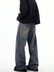Kotty Men Wide Leg Low Rise Light Fade Stretchable Jeans