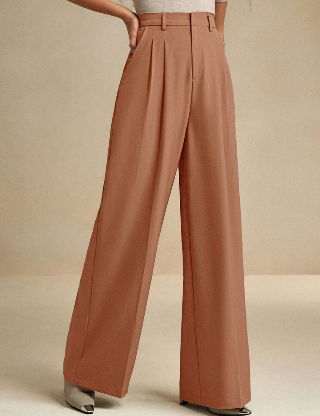 Kotty Women Wide Leg High-Rise Pleated Trousers