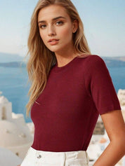 Kotty Women High Neck Short Sleeves Top