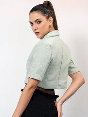 Kotty Notched Lapel Single Breasted Crop Blazer