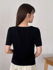 Kotty Women Round Neck Short Sleeves Top With Cut Out Details