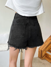 Kotty Women Solid High-Rise Denim Shorts