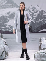 Kotty Printed Notched Lapel Single-Breasted Overcoat