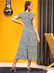 Kotty Animal Printed Crepe Fit & Flare Midi Dress