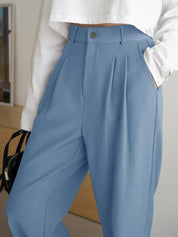 Kotty Women Relaxed Straight Leg High-Rise Pleated Trousers