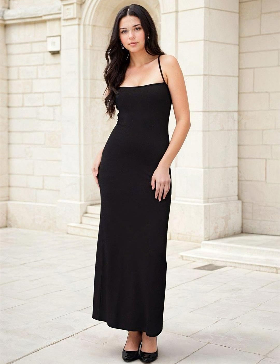 Kotty Women Solid Shoulder Straps Maxi Dress