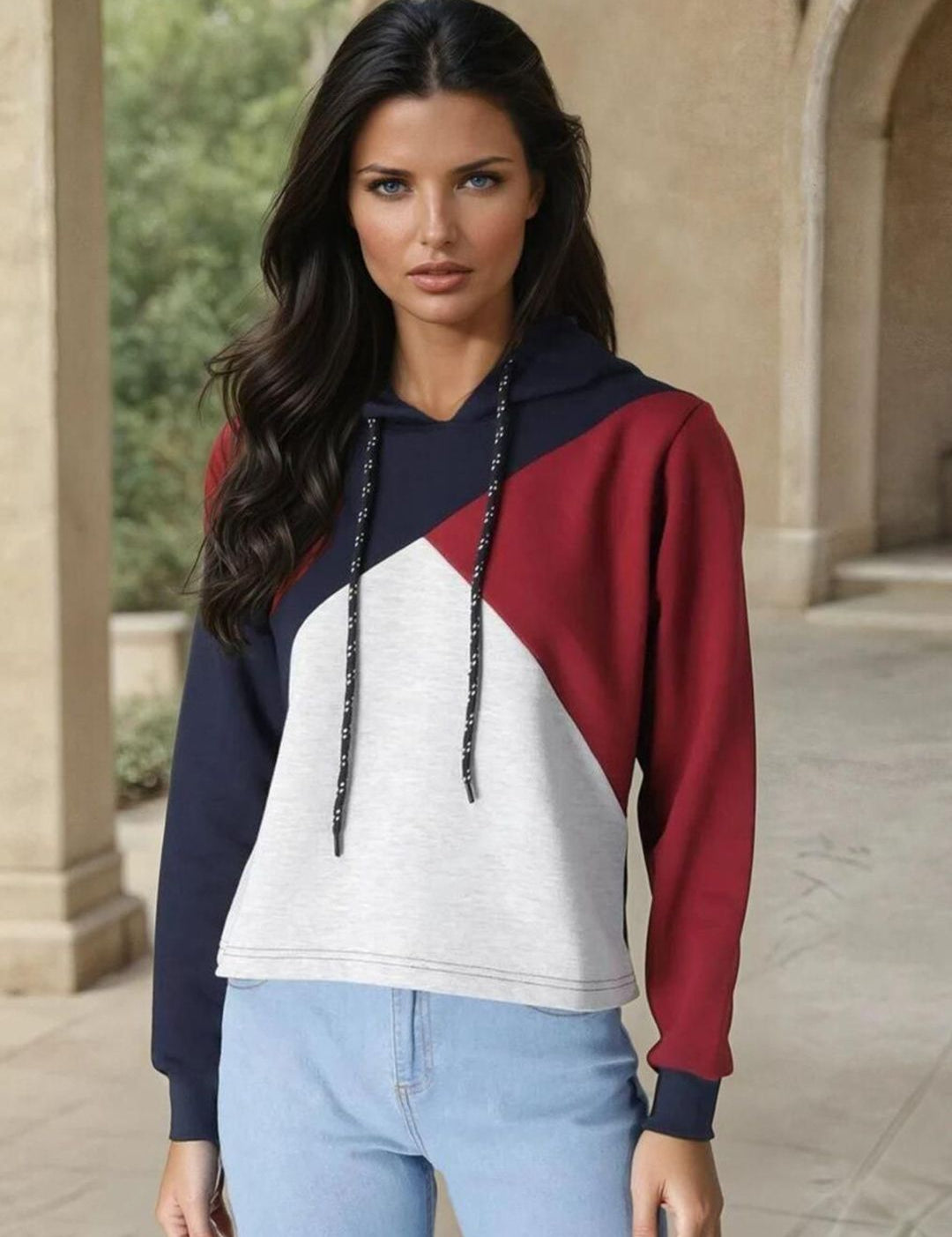 Kotty Women Colourblocked Hooded Sweatshirt
