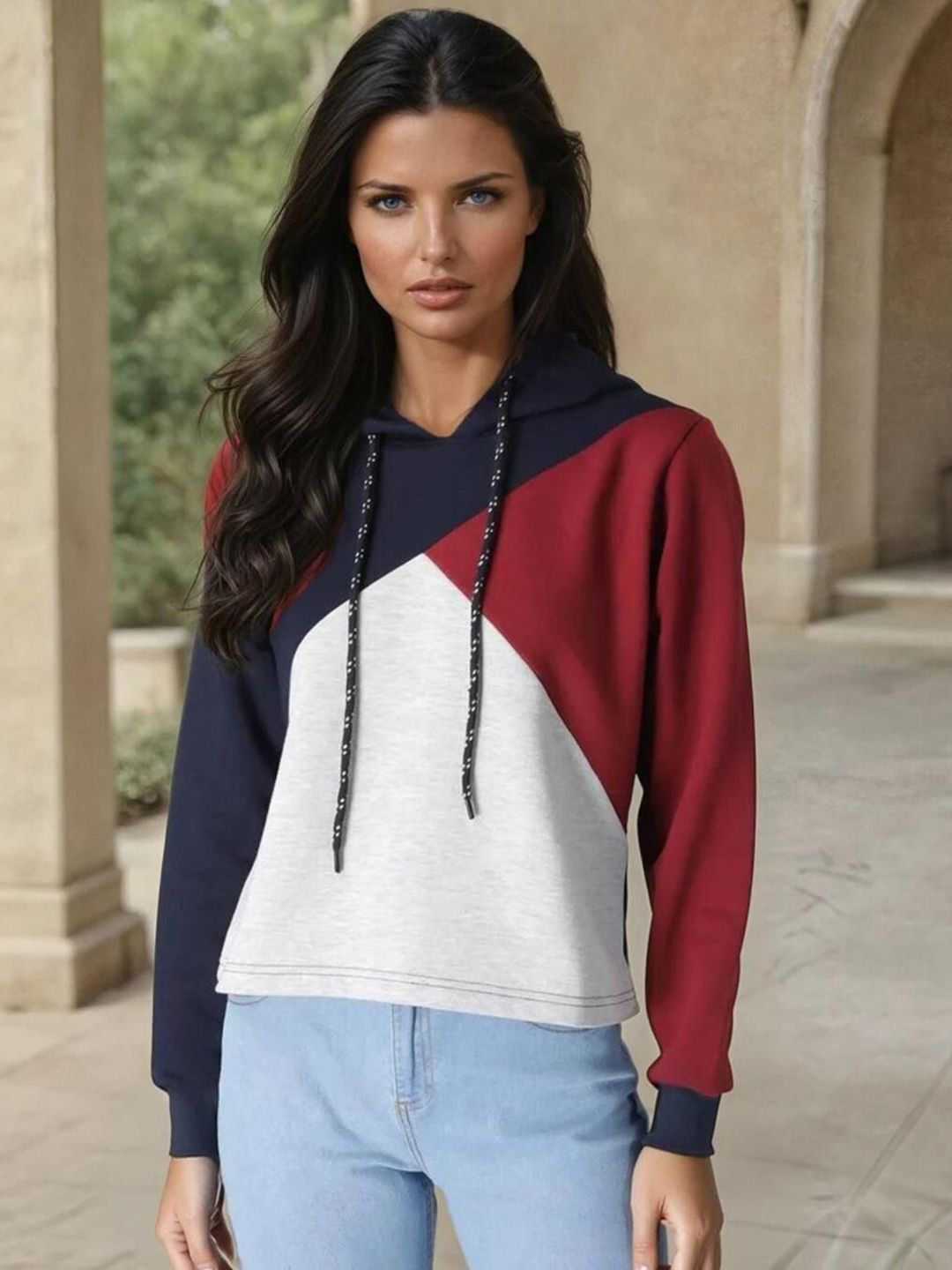 Kotty Women Colourblocked Hooded Sweatshirt