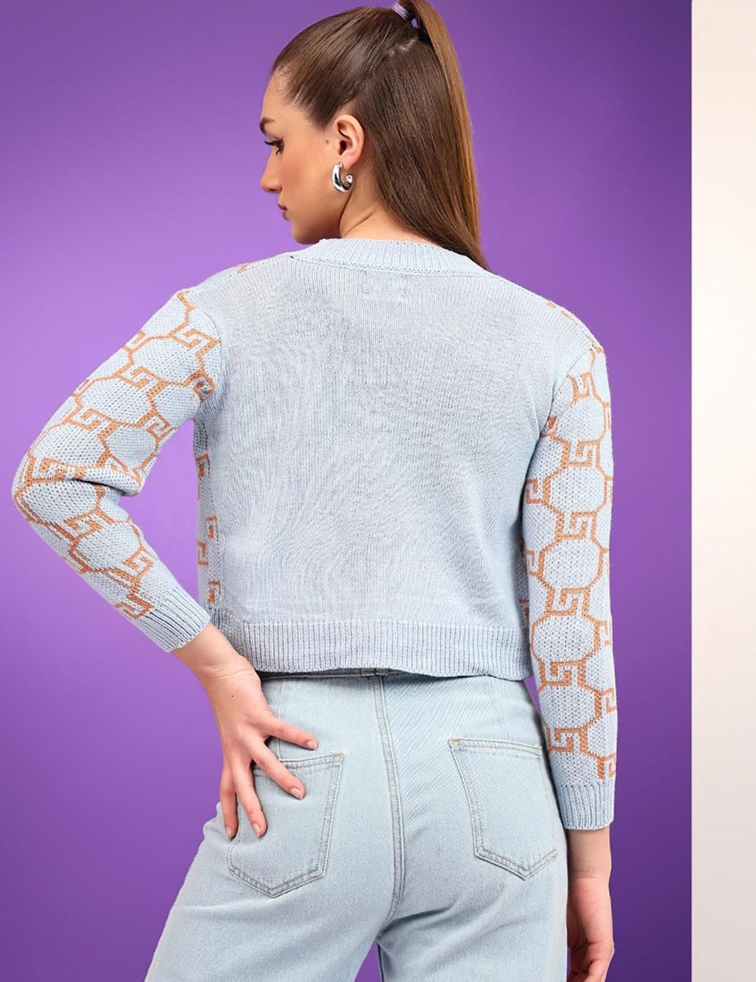 Kotty Women Self Design Crop Cardigan