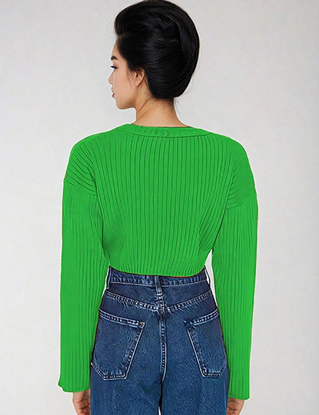 Kotty Women Cotton Solid Round Neck Long Sleeves Crop Pullover