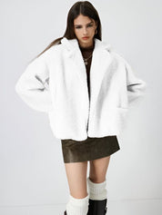 Kotty Women Lapel Collar Self Design Open Front Jacket