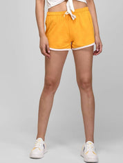 Kotty Women Colourblocked Relaxed Fit Mid -Rise Yoga Sports Cotton Shorts