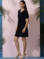 Kotty Women Solid Puff Sleeve A-Line Dress