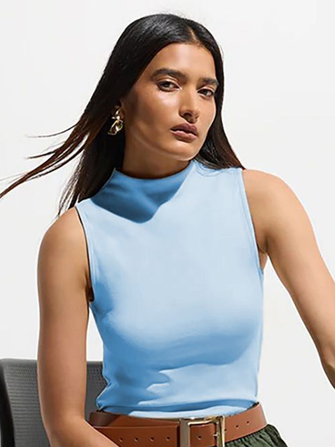 Kotty Women Pack Of 2 Solid High Neck Sleeveless Top