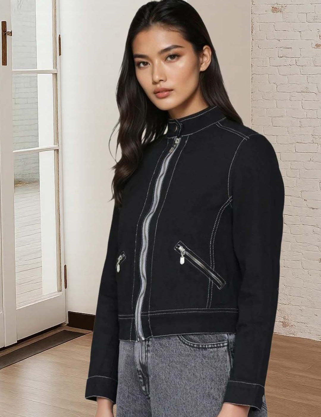 Kotty Women Collarless Denim Jacket