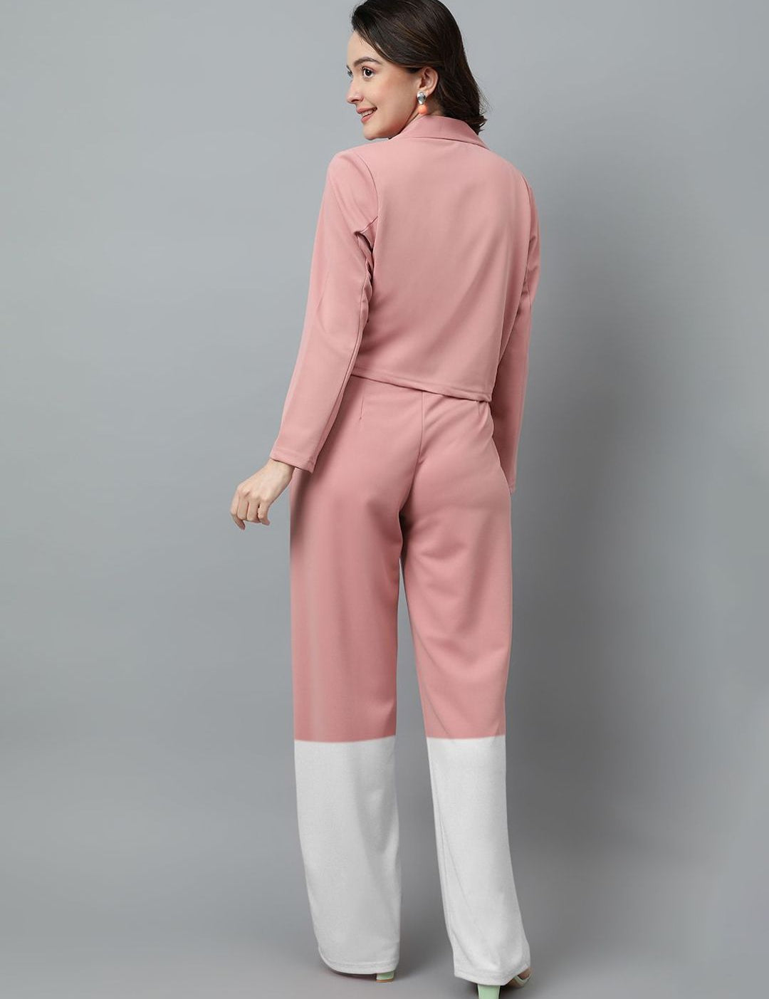 Kotty Women Colourblocked Notched Shirt With Trouser