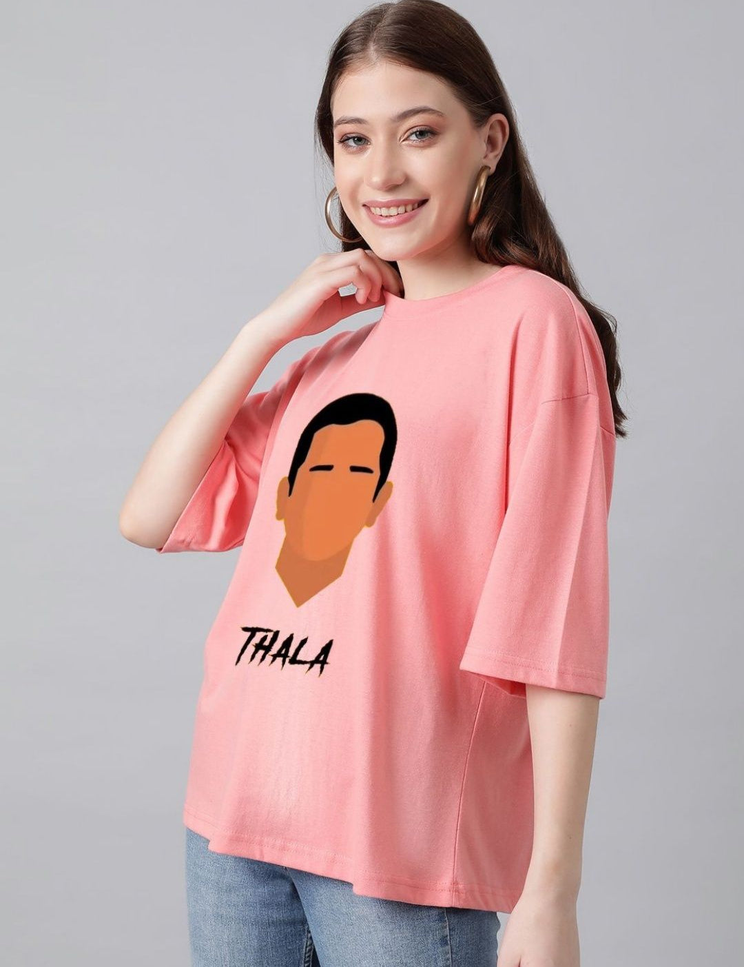 Kotty Women Graphic Printed Round Neck Cotton Oversized T-shirt