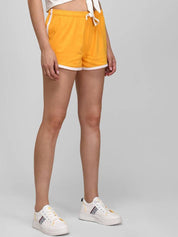 Kotty Women Colourblocked Relaxed Fit Mid -Rise Yoga Sports Cotton Shorts