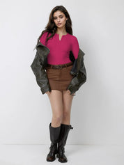 Kotty Women Solid V-Neck Top