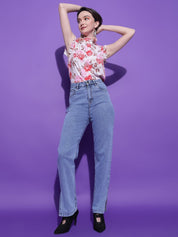 Kotty Women Floral Printed High Neck  Top