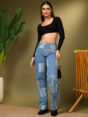 Kotty Women Straight Fit High-Rise Stretchable Jeans
