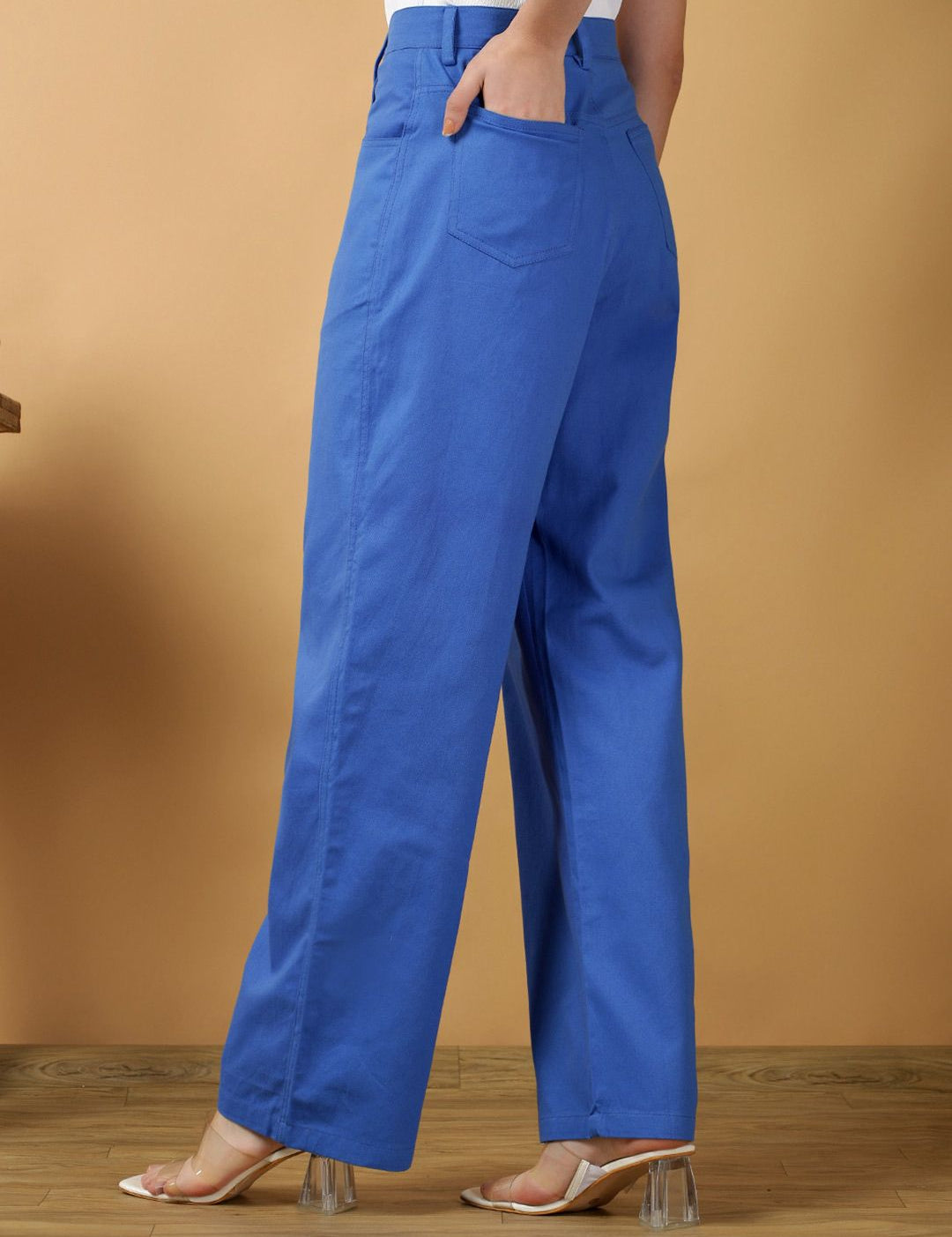 Kotty Women Relaxed Straight Leg High-Rise Loose Fit Parallel Trousers