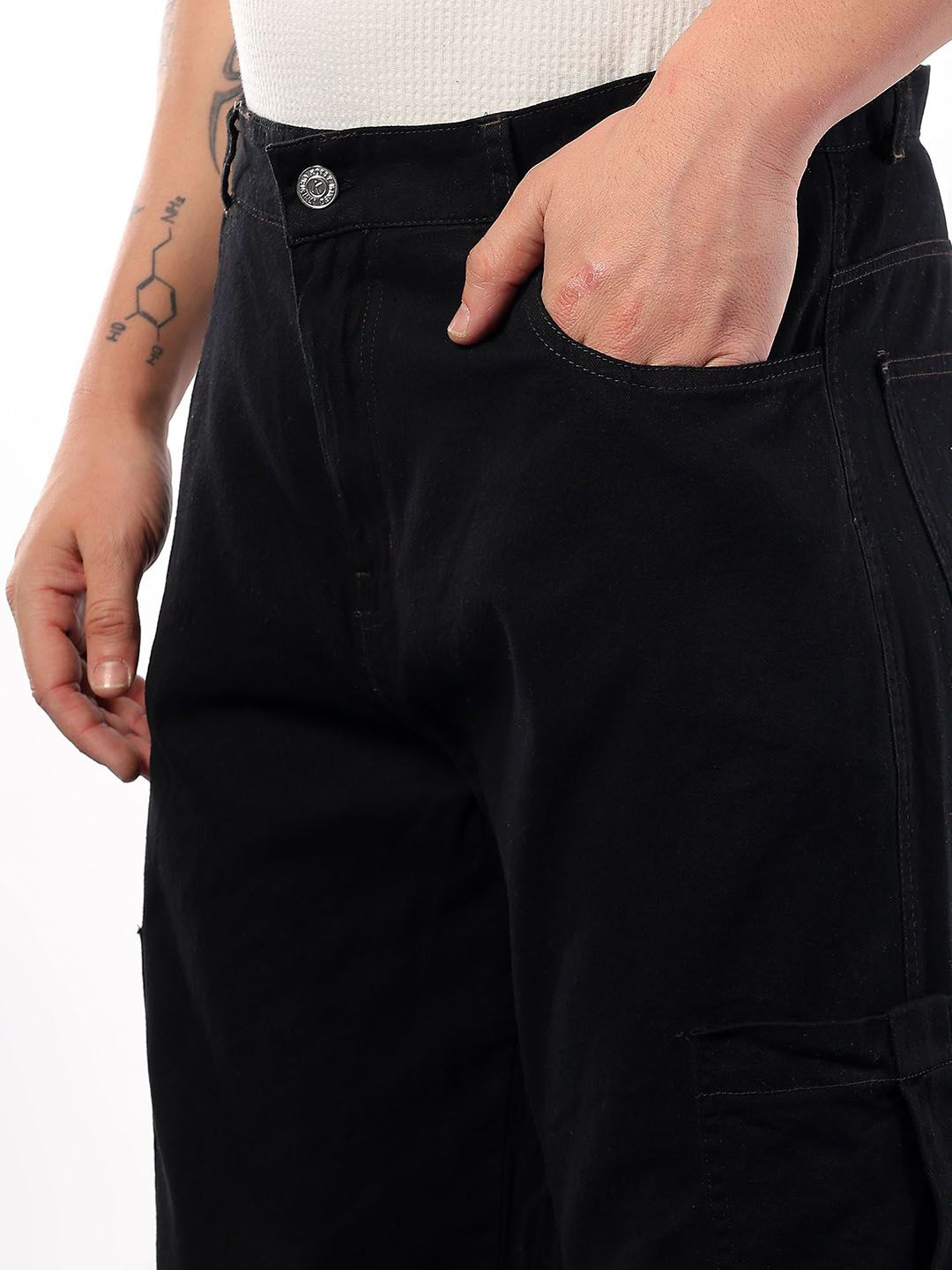 Kotty Men Relaxed Fit Low-Rise Stretchable Cargo Style Jeans