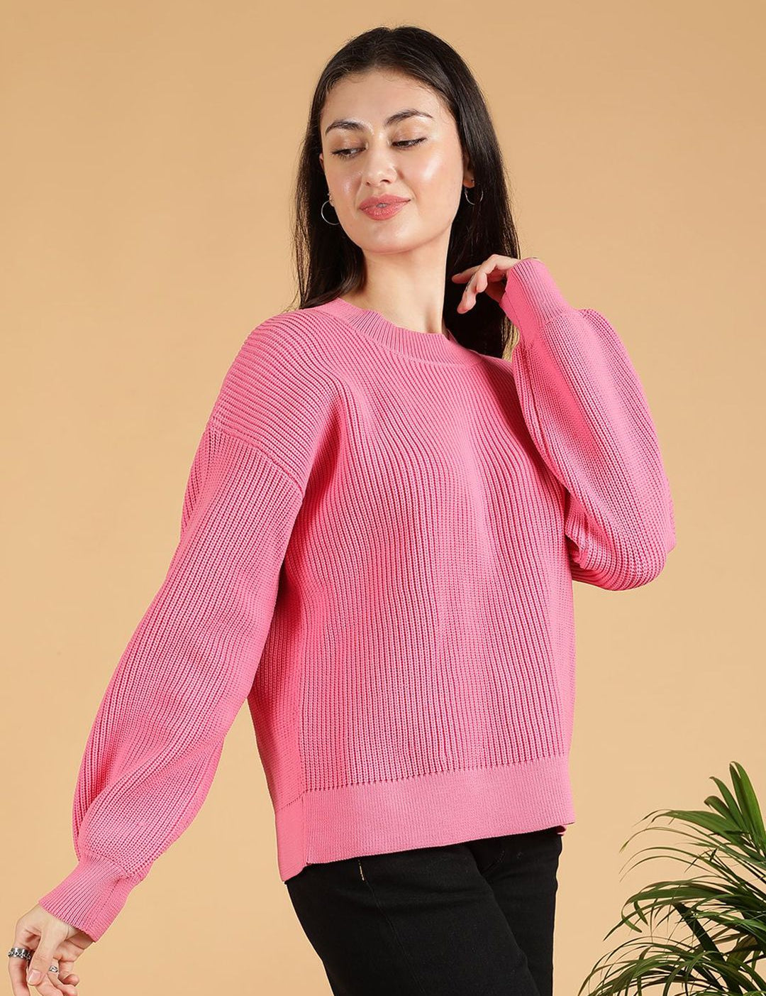 Kotty Women Ribbed Round Neck Pullover